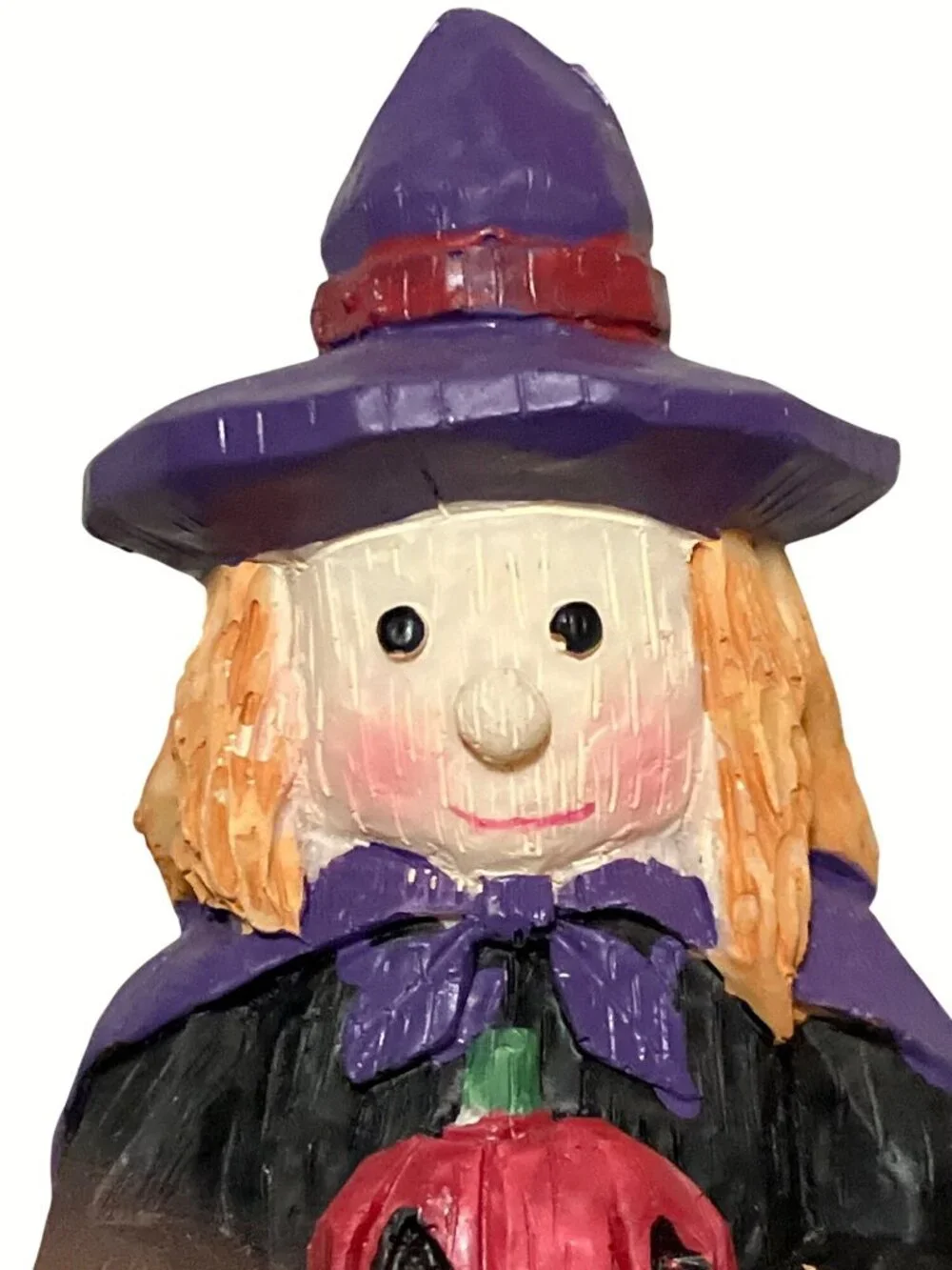 Halloween Witch Figurines Set Of 2 Hand-Painted Resin Pumpkin Decor
